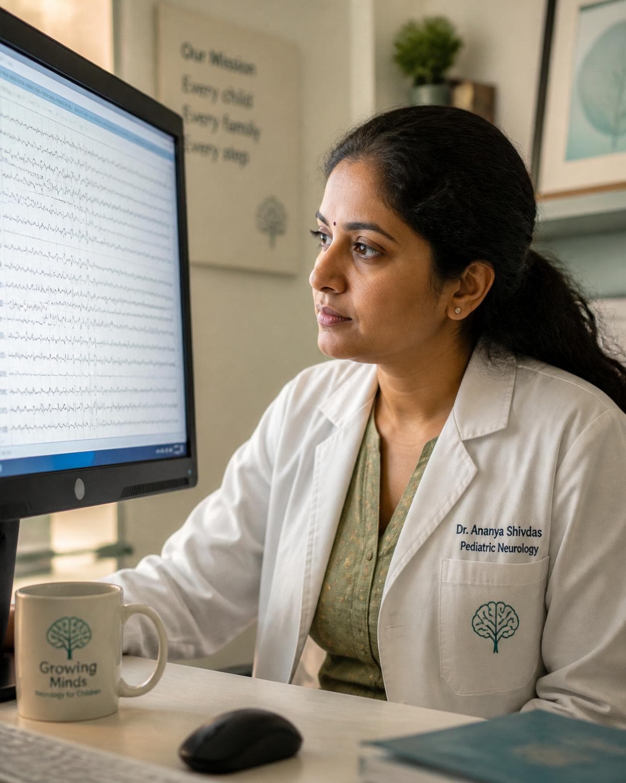 Dr. Swetha Rampally consulting with a patient's family